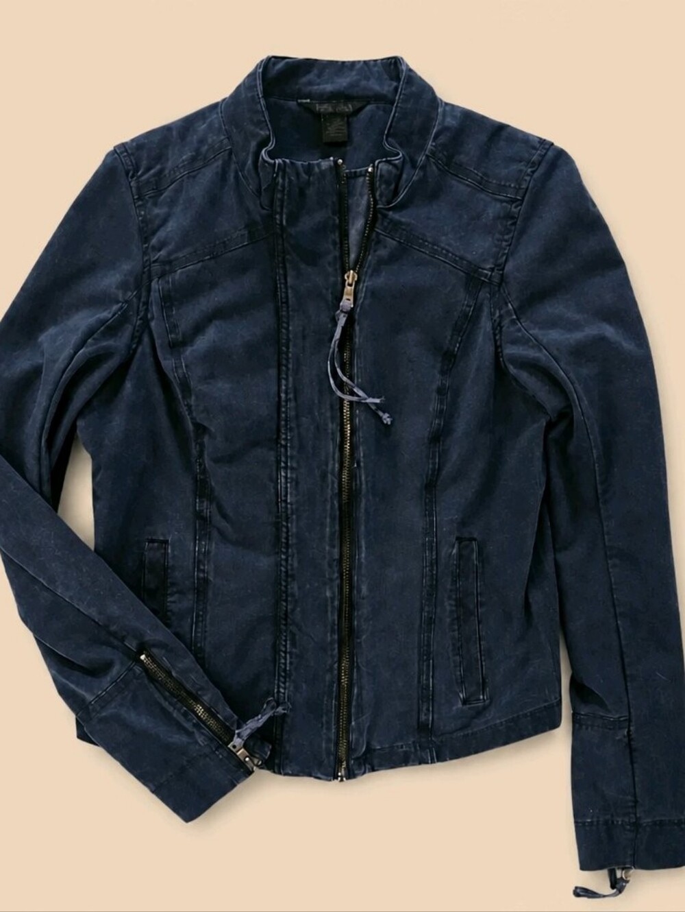 PEYTON JENSEN Dark Blue Moto Utility Jacket